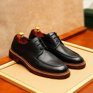 Nouvelle Tendance – Chaussures Homme en Cuir Véritable Brillant, Style Britannique Sportif Décontracté, à Enfiler, Légères, Antidérapantes et Respirantes pour l'Automne - Product Image 2