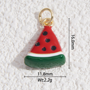 <b>Cute</b> Copper Heart Pendant With Dripping Oil Ice Cream Design For DIY Necklace <b>Bracelet</b> Jewelry Accessory Wholesale - Product Image 2