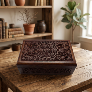 Handmade Wooden Cremation Urn <b>Box</b> Floral Carved Rectangular Ashes <b>Memorial</b> <b>Keepsake</b> Case Custom Size - Product Image 4