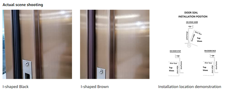Brown Weather Stripping for Doors, Self-Adhesive Backing Door Seal Weather Strip Soundproof Insulation Gap Blocker
