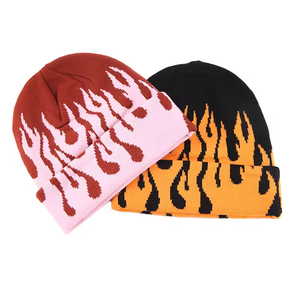 Nouveauté 2026 Bonnet en jacquard Y2K Motif flamme Bonnet en tricot jacquard unisexe Bonnet chaud tendance polyvalent pour tous les jours - Product Image 4