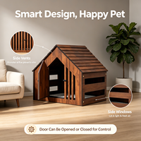 Maison pour animaux de compagnie moderne en bois massif avec porte et ventilation, niche/condo pour chien et chat d'intérieur, emballée en carton pour petits animaux