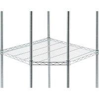 Étagère de rangement d'angle mobile en acier chromé, chariot à 4 niveaux réglables en fil métallique pentagonal sur roulettes