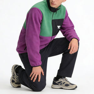 Sweat-shirt polaire pour homme, coupe ample, color block, chaud, pour sports d'extérieur, automne-hiver, séchage rapide, 100 % polyester, anti-rétrécissement - Product Image 3