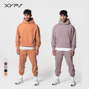 Custom Men Outer Lining 85%Cotton 15%Polyester Oversized Hoodie And Jogger Sweat Pants Two Piece Set For Men C08