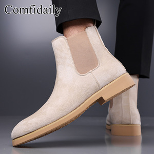 Bottes Chelsea pour hommes Comfdaily, bout rond, en daim synthétique, à enfiler, semelle extérieure en caoutchouc confortable, style automne - Product Image 2