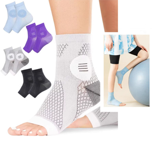 Chaussettes de compression à bout ouvert avec soutien de la <span class=keywords><strong>cheville</strong></span> en maille respirante, manchons de maintien antidérapants pour le yoga, le Pilates et le fitness - Product Image 1