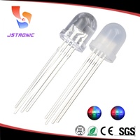 Jstronic LED RGB tricolore à travers trou, rond, 8mm, 10mm, 5mm, 4 broches, lentille diffuseur transparente, lampe LED pleine couleur DIP