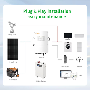 Kits complets 12KW 16KWH Système d'énergie solaire hybride triphasé Batterie 51.2V Mono pour usage domestique - Product Image 2