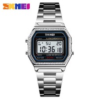 SKMEI jam tangan pria Digital, jam tangan Digital untuk wanita, jam tangan pria baja mawar emas, jam tangan mewah, hadiah