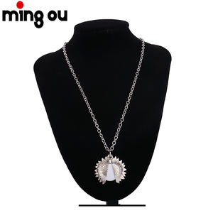 Metallkunsthandwerk Schmuck Damen Mädchen Geschenk Silber Medaillon Anhänger Sonnenblume Sublimationshalsketten - Product Image 6