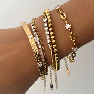 Stainless Steel Zircon <b>Bracelet</b> Women's Party Jewelry <b>Set</b> Elegant European American Style Ball Shape Bezel Setting - Product Image 3