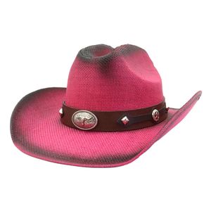 Chapeau ethnique unisexe N54 style occidental en paille de papier respirante, brodé à la main, idéal pour la pêche, la plage et les voyages en extérieur - Product Image 5