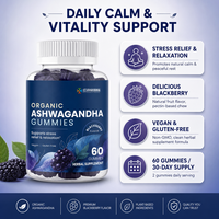 Gummies d'ashwagandha saveur mûre, 60 unités, en gros, marque privée, complément alimentaire