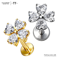 Lingchee Titane Clous d'oreilles droits à filetage interne 16G pour Tragus, Cartilage, Hélix, Bijoux de piercing, Plusieurs thèmes