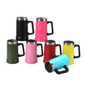 Gobelet isotherme à double paroi en acier inoxydable avec logo personnalisé, 24 oz, 700 ml, <span class=keywords><strong>grand</strong></span> gobelet à bière, mug, tasse avec poignée - Product Image 1