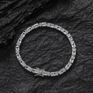 Square Zirconium Round Zirconium Mix and Match Tennis <b>Bracelet</b>, <b>Copper</b> Zirconium Hip Hop <b>Bracelet</b> Tanjing Fashion - Product Image 2