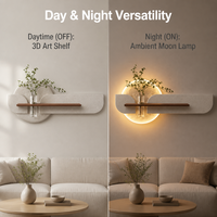 Peinture murale 3D nordique en relief avec éclairage rétroéclairé, étagère flottante, décoration murale lune pour canapé et chambre, livraison directe OEM