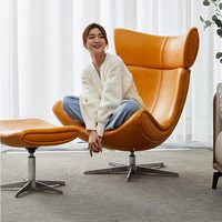Canapé 1 place en plumes Orange, luxe, styliste décontracté pour salon, fauteuil de salon