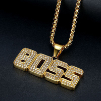 Nouvelle Mode Hip Hop En Acier Inoxydable Pendentif Collier pour Hommes Or Lettre Corde Chaîne À La Mode Bling Bling Bijoux pour Mariages
