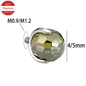 <b>Titanium</b> Ball <b>Stud</b> Earrings Prong Setting Disco Ball Style For Ear Cartilage Lip Tongue Eyebrow Piercing Jewelry - Product Image 5