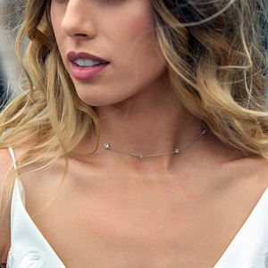 Delicado 5 uds bisel Cz estación gargantilla collar Simple Mini linda chica encantadora mujeres 925 collares de plata esterlina - Product Image 1