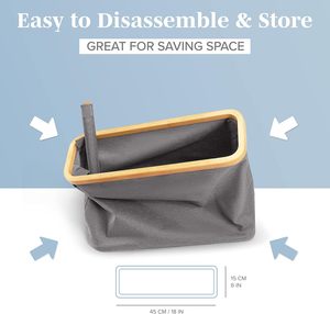 Cesta para Papel Higiénico, Organizador de Baño de Tela Plegable y Independiente con Tapa de Bambú para 9 a 12 Rollos - Product Image 5