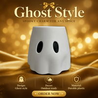 Pot Hantu Plastik Kustom, Ornamen Malam Halloween yang Unik, Pot Bunga Bentuk Hantu Kreatif, Wadah Penyimpanan untuk Dekorasi Halloween