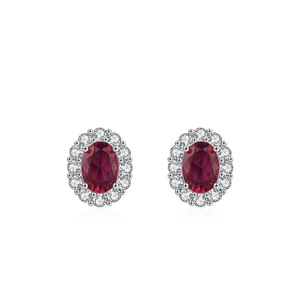 Boucles d'oreilles personnalisables en argent sterling S925 avec zircon rouge ovale et rubis œuf de pigeon - Exclusives pour femmes - Product Image 1
