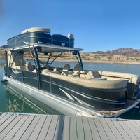 Nouveau design, bateau ponton de luxe à double pont en aluminium, remorque pour yacht, loisirs, pêche, divertissement, 18-22 personnes