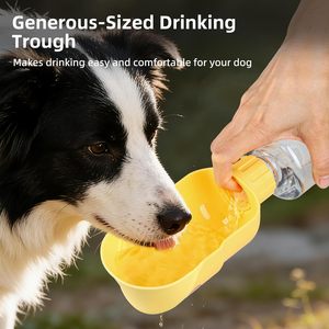 Botella de agua para perros, amarilla, portátil, a prueba de fugas, con tazón para mascotas de viaje - Product Image 2