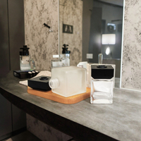 Bouteille diffuseur en verre d'arôme sans flamme carrée transparente personnalisée avec bouchon à vis réutilisable et 100 pièces de quantité minimale de commande