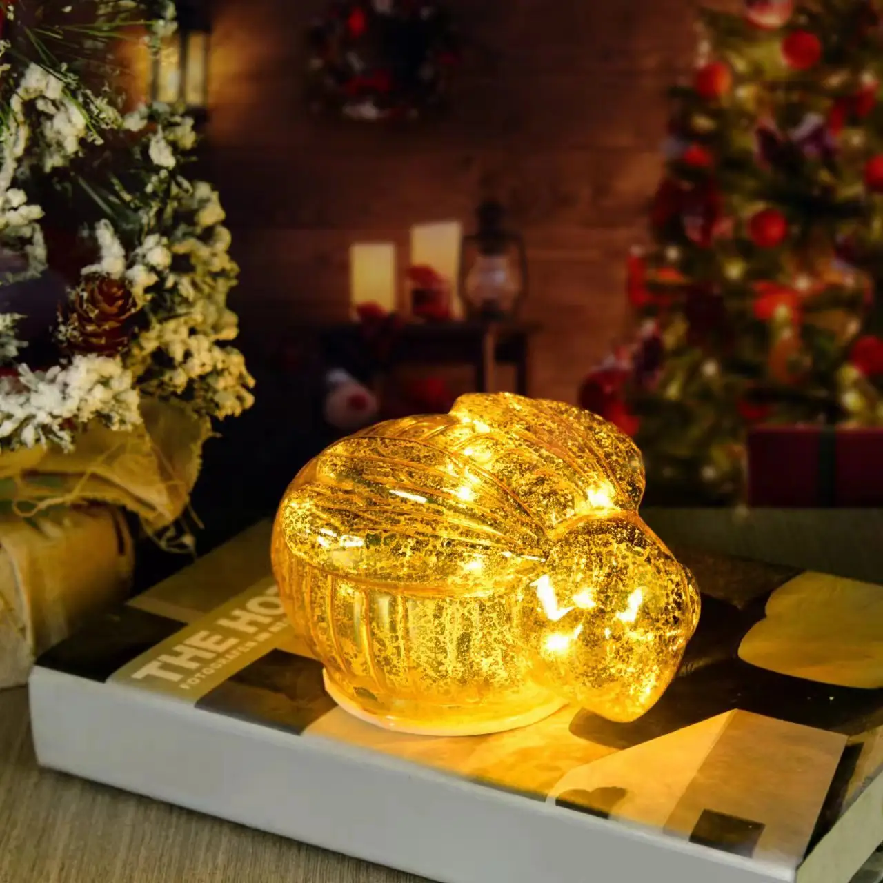 2024年人気売れ筋LED照明付きガラス吊りクリスマスデコレーション飾り