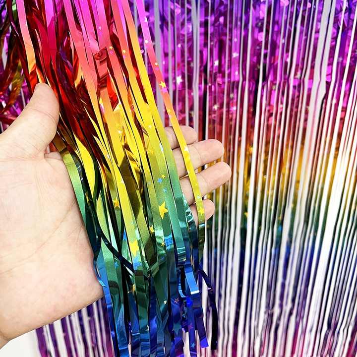 Láser Arco Iris cumpleaños decoración lentejuelas brillo Metal Fondo