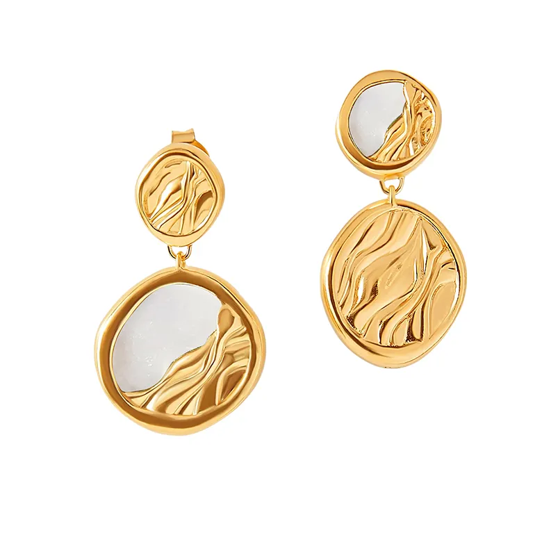 Gemnel orecchini pendenti in malachite con madreperla classica in oro 18 carati di alta qualità in argento 925