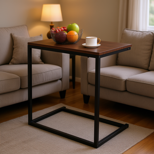 Mesa auxiliar para sofá, madera marrón oscuro, rectangular, diseño minimalista moderno, muebles de oficina independientes - Product Image 2