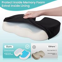 Coussin de siège en mousse à mémoire de forme avec gel rafraîchissant pour soulager la sciatique et les douleurs du coccyx, pour le bureau, les jeux, la voiture, le fauteuil roulant, noir, grand format