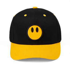 Casquettes de baseball personnalisées à deux tons avec logo brodé, taille réglable, en coton, OEM, 6 panneaux, noir et jaune, pour le sport et le golf - Product Image 1