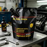 Pochettes souples personnalisées de 1L, 3L, 5L avec bec verseur pour emballage de liquides (lubrifiants, essence, liquide lave-glace)