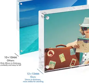 2022 heiß verkaufte benutzer definierte quadratische 3x3 4x4 5x5 Acryl magnetische Foto rahmen für Desktop Free Standing Display
