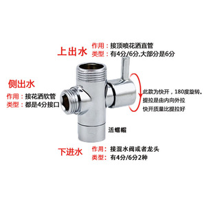 Robinet de douche moderne en cuivre avec déviateur extractible à ouverture rapide, une entrée, deux sorties, interrupteur de vanne, accessoires - Product Image 5