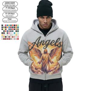 Veste zippée ample grande taille pour homme TKAN788D, personnalisée, poids lourd 450 g/m², 100 % coton, mode, avec strass - Product Image 1