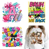 Autocollants DTF thermocollants lavables Coquette Back to School Doodle Friends Teach, prêts à imprimer pour sweat-shirts