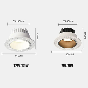 <span class=keywords><strong>Downlight</strong></span> COB antideslumbrante integrado sin bordes 7W 9W 12W 15W regulable 85-265V lámpara de techo para Hotel Oficina Villa - Product Image 6