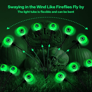 Lumière solaire en forme d'œil pour extérieur, <span class=keywords><strong>jardin</strong></span>, indice de protection IP65, décoration d'Halloween d'horreur, 6 LED/8 LED, verte, oscillante, pour pelouse, fournitures de fête - Product Image 3
