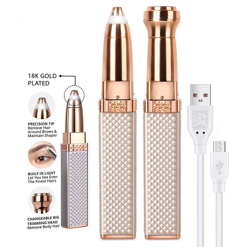 Eyebrow and Facial Hair Trimmer 2 in 1 Rechargeable Painless Epilator Easy To Use
