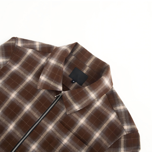 <span class=keywords><strong>Camicia</strong></span> da <span class=keywords><strong>uomo</strong></span> oversize in flanella marrone tinta in filo, anti-restringimento, <span class=keywords><strong>con</strong></span> zip e maniche lunghe - Product Image 3