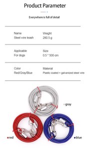 2024 Premium <strong>Dog</strong> Tie-Out Cable - Heavy Duty <strong>Dogs</strong> Chain <strong>Leashes</strong> Perfect Pets Lead Cable Galvanized Steel <strong>Wire</strong> <strong>Rope</strong> with <strong>PVC</strong> - Product Image 6