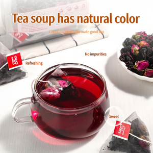 Thé aux <span class=keywords><strong>feuilles</strong></span> de roselle, d'<span class=keywords><strong>hibiscus</strong></span>, de mûrier et de rose biologique original à base de plantes pour l'équilibre hormonal, l'éclaircissement et le blanchiment de la peau pour les femmes - Product Image 2