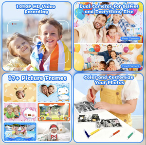 Appareil photo instantané pour enfants K22, écran HD 2,4 pouces, photos et vidéos 1080P, <span class=keywords><strong>carte</strong></span> SD 32 Go + lecteur <span class=keywords><strong>de</strong></span> <span class=keywords><strong>carte</strong></span>, cadeau d'anniversaire durable - Product Image 4